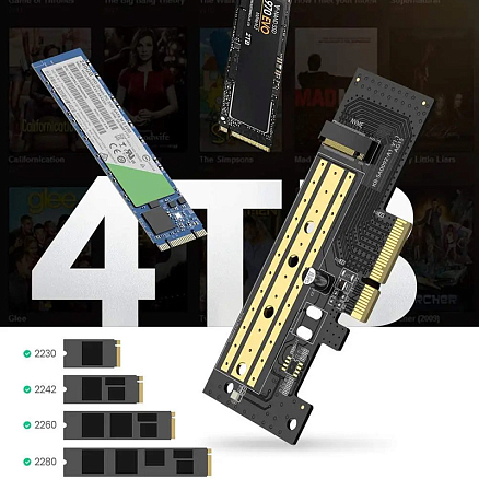 Адаптер PCI-E 3.0 - M.2 NVME для SSD Ugreen CM302 черный