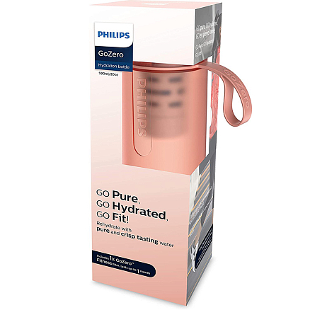 Бутылка для воды спортивная с фильтром Philips GoZero Fitness 590 мл розовая