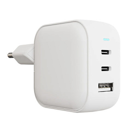 Зарядное устройство сетевое с USB и 2 Type-C 65W VLP G-Charge (быстрая зарядка QC, PD) белое