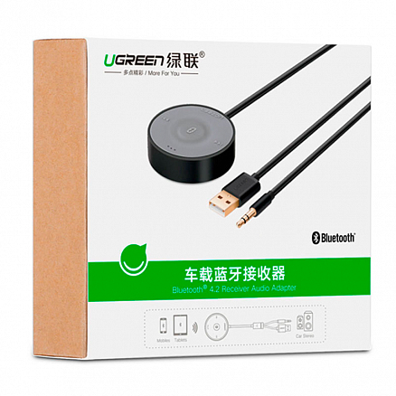 Bluetooth аудио адаптер (ресивер) 3,5 мм в USB порт Ugreen MM125 с громкой связью черно-серый