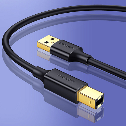 Кабель USB 2.0 - USB B для подключения принтера или сканера 1,5 м Ugreen US135 черный