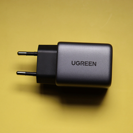 Зарядное устройство сетевое с двумя Type-C входами 45W Ugreen CD294 GaN (быстрая зарядка PD 3.0, QC 4.0) серое