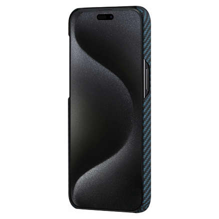 Чехол для iPhone 15 Pro Max кевларовый тонкий Pitaka MagEZ 4 черно-синий