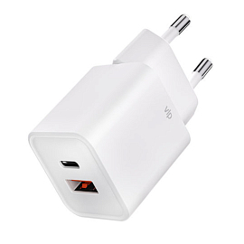 Зарядное устройство сетевое с USB и Type-C 30W VLP G-Charge (быстрая зарядка QC, PD) белое