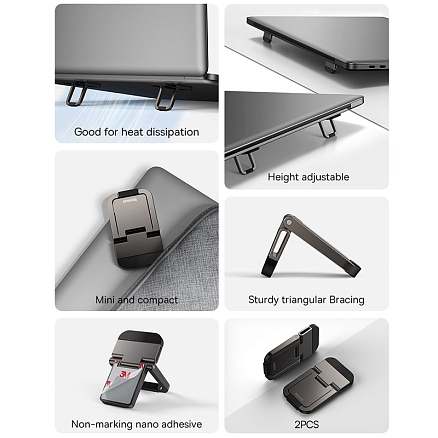 Подставка для ноутбука от 13 до 17,3 дюймов регулируемая Baseus Slim металлическая серая