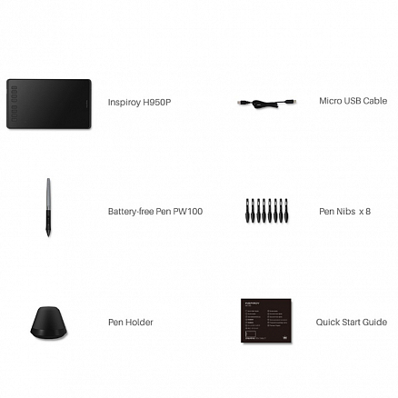 Графический планшет Huion Inspiroy H950P черный