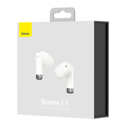 Наушники TWS беспроводные Bluetooth Baseus Bowie E9 вакуумные с микрофоном и активным шумоподавлением белые