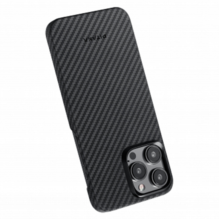 Чехол для iPhone 15 Pro кевларовый тонкий Pitaka MagEZ 4 черно-серый