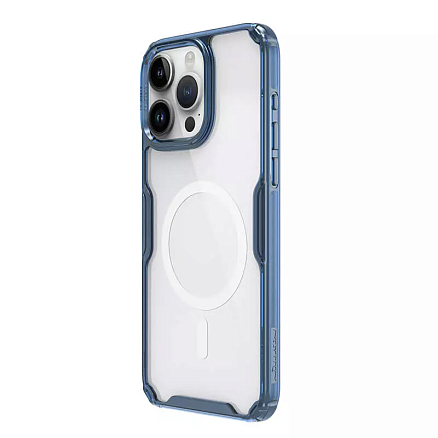 Чехол для iPhone 15 Pro гибридный Nillkin Nature TPU Pro Magsafe прозрачно-синий