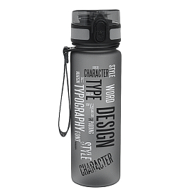 Бутылка для воды спортивная с трубочкой и шкалой Graffiti 500 мл графитовая