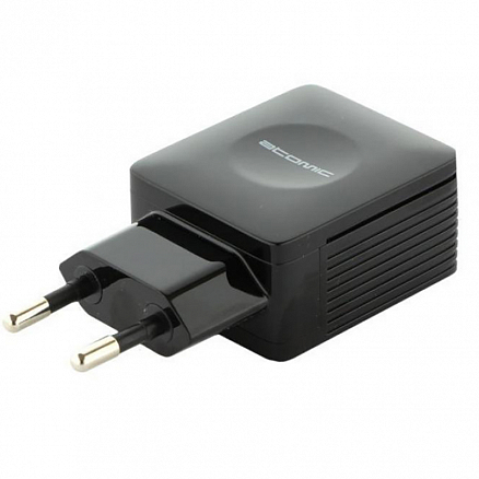 Зарядное устройство сетевое с двумя USB входами 2.1А 10.5W Atomic U500 черное