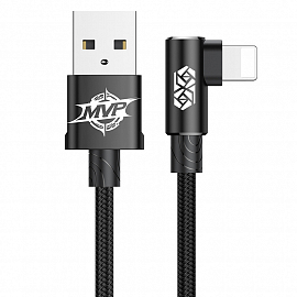 Кабель USB - Lightning для зарядки iPhone 2 м 1.5А с угловым Lightning плетеный Baseus MVP Elbow черный