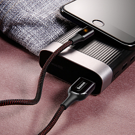 Кабель USB - Lightning для зарядки iPhone 1 м 2.4А плетеный Baseus X-Type черный