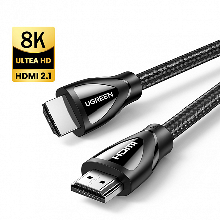 Кабель HDMI - HDMI (папа - папа) длина 1 м версия 2.1 8K 60Hz плетеный Ugreen HD140 черный