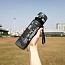 Бутылка для воды спортивная с трубочкой и шкалой Graffiti 500 мл графитовая