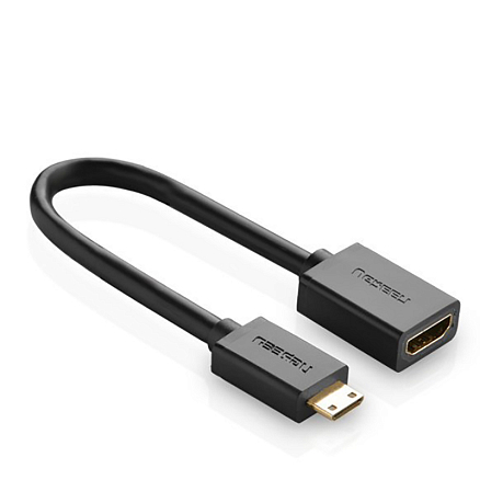 Кабель MiniHDMI - HDMI (папа - мама) длина 22 см версия 2.0 Ugreen 20137 черный