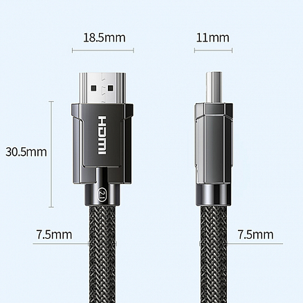 Кабель HDMI - HDMI (папа - папа) длина 1 м версия 2.1 8K 60Hz 4K 120Hz Ugreen HD135