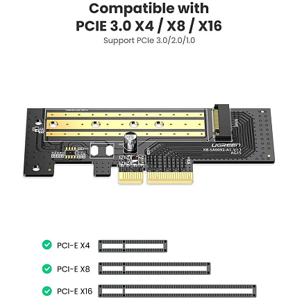 Адаптер PCI-E 3.0 - M.2 NVME для SSD Ugreen CM302 черный