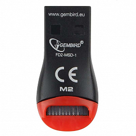 Картридер USB 2.0 для MicroSD Gembird FD2-MSD-1 черно-красный