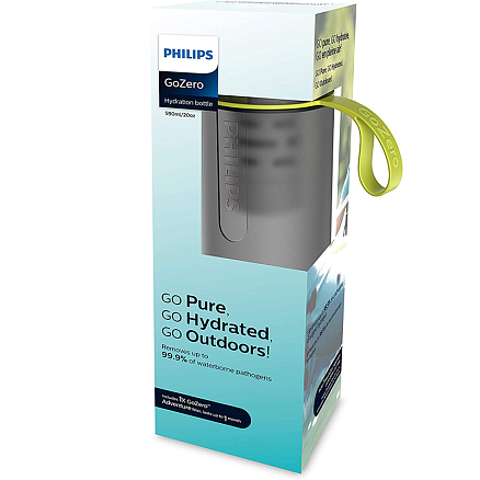 Бутылка для воды спортивная с фильтром Philips GoZero Fitness 590 мл серая