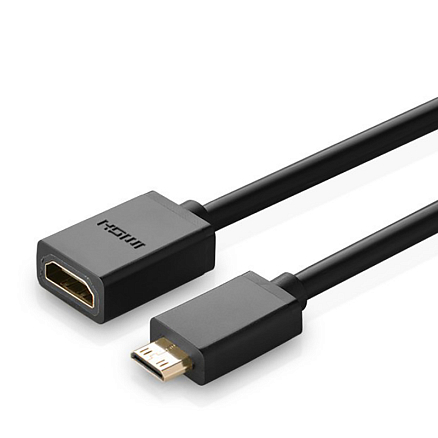 Кабель MiniHDMI - HDMI (папа - мама) длина 22 см версия 2.0 Ugreen 20137 черный