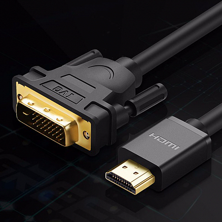 Кабель DVI-D - HDMI (папа - папа) длина 2 м Ugreen HD106 черный
