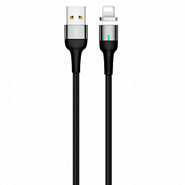 Кабель USB - Lightning для зарядки iPhone 1 м 2.4А магнитный плетеный Usams U28 черно-серый