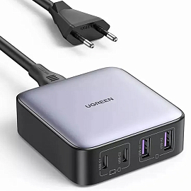 Зарядное устройство сетевое с 2 USB и 2 Type-C входами 65W GaN Ugreen CD327-90747 (быстрая зарядка PD, QC 4.0) темно-серое