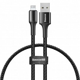 Кабель USB - Lightning для зарядки iPhone 0,25 м 2.4А плетеный Baseus Halo черный