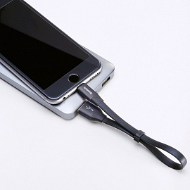 Кабель USB - Lightning для зарядки iPhone 23 см 2А плоский Baseus Portable черный