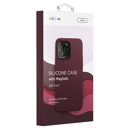 Чехол для iPhone 13 Pro Max силиконовый VLP Silicone Case марсала