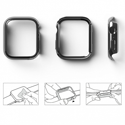 Чехол для Apple Watch 7 45 мм ультратонкий пластиковый Ringke Slim 2 шт. черный + прозрачный