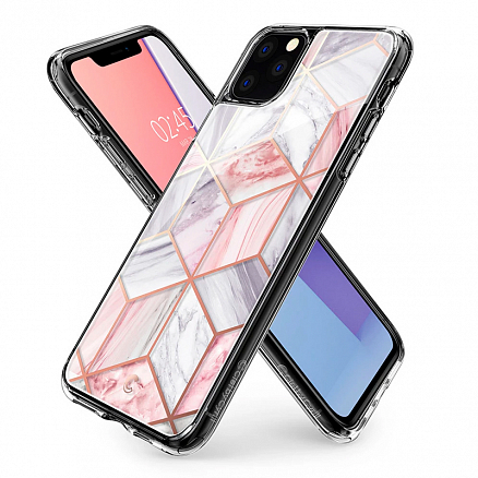 ехол для iPhone 11 Pro Max гибридный Spigen Сyrill Etoile Marble розовый