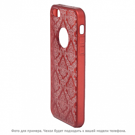 Чехол для iPhone 5, 5S, SE гелевый GreenGo Ornament красный
