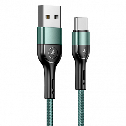 Кабель Type-C - USB 2.0 для зарядки 1 м 2A плетеный Usams U55 темно-зеленый