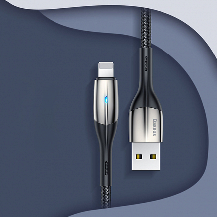 Кабель USB - Lightning для зарядки iPhone 1 м 2.4А плетеный Baseus Horizontal TZ черный