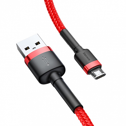 Кабель USB - MicroUSB для зарядки 2 м 1.5А плетеный Baseus Cafule красно-черный