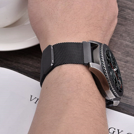 Ремешок-браслет для Samsung Galaxy Watch 46 мм, Gear S3 миланское плетение Nova-02 черный