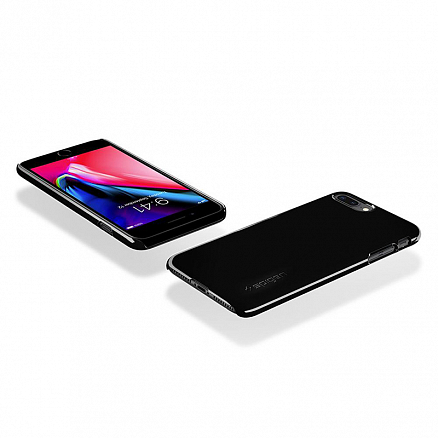 Чехол для iPhone 7 Plus, 8 Plus пластиковый тонкий Spigen SGP Thin Fit черный глянцевый