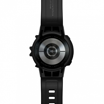 Чехол с ремешком для Samsung Galaxy Watch 4 44 мм гелевый Spigen Rugged Armor Pro темно-серый