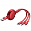 Кабель USB - MicroUSB, Lightning, Type-C для зарядки 1,2 м 3.5А плоский Baseus Little Octopus красный