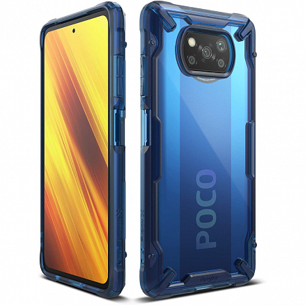Чехол для Xiaomi Poco X3, X3 Pro гибридный Ringke Fusion X синий