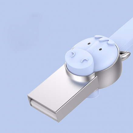 Кабель USB - Lightning для зарядки iPhone 1 м 2.4А плоский Rock Zodiac Horse голубой