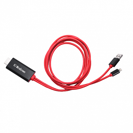 Кабель HDMI – Lightning, USB (папа - папа, папа) для подключения к TV 1 м MiraScreen LD5-1U черно-красный