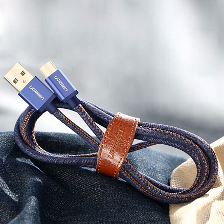 Кабель Type-C - USB 2.0 для зарядки 1,5 м 2А джинсовый Ugreen US250 синий