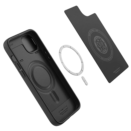 Чехол для iPhone 14 гибридный Spigen Optik Armor MagSafe черный