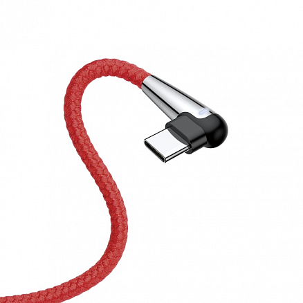 Кабель Type-C - USB 2.0 для зарядки 1 м 3А плетеный с угловым штекером Baseus Sharp-bird (быстрая зарядка QC 3.0) красный