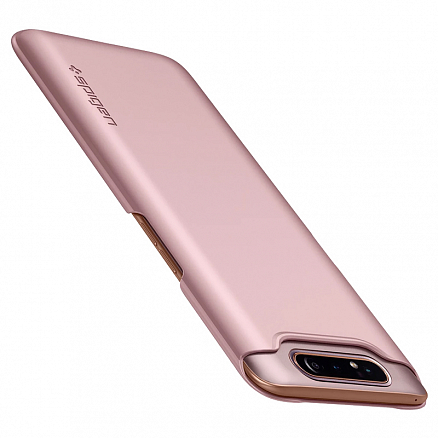 Чехол для Samsung Galaxy A80 пластиковый тонкий Spigen SGP Thin Fit QNMP розовое золото