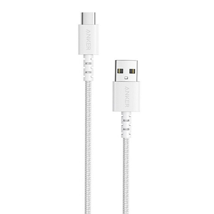 Кабель Type-C - USB длина 0.9 м 18W плетеный Anker Powerline Select+ (быстрая зарядка) белый