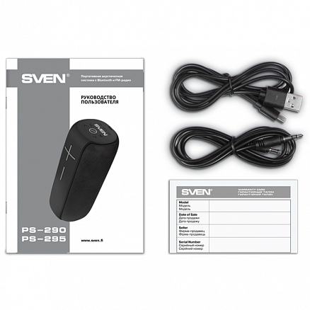 Портативная колонка Sven PS-290 с защитой от воды, FM-радио, USB и поддержкой MicroSD карт черная